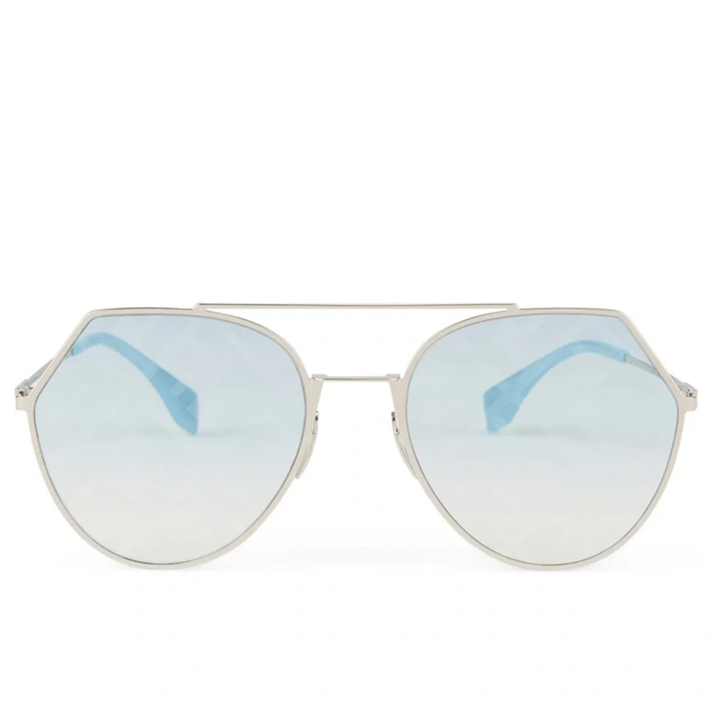 HOLD NEW FENDI FF0194/S WH1 7R LIGHT BLUE AVIATOR SILVER FANTASY LOGO LENS - Picture 3 of 14